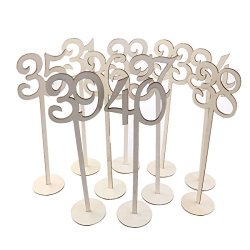 Tinksky 10PCS Numbers 31-40 Wooden Table Numbers With Holder Base For Wedding Home Decoration