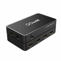 HDMI Splitter 1 In 4 Out Qgeem 4K HDMI 1X4 Splitter With Power Supply For XBOX PS4 BLU-RAY Player apple Tv stb And More VK-104K