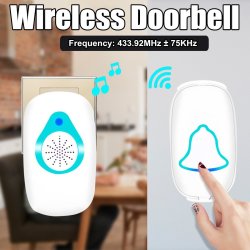 Smart Wireless Doorbell Plug & Play Door Bell Kit Plug- In Receiver Waterproof