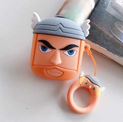 Ultra Thick Soft Silicone Case With Strap For Apple Airpods 1 2 Wireless Earbuds Marvel Super Hero 3D Cartoon Fun Cool Lovely Men Guys Boyfriend Avengers