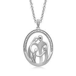 Deals on Jewelili Parent And Two Children Family Necklace Pendant