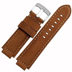 Tloowy Sports Soft Leather Watch Band Bracelet Wrist Strap Replacement For Garmin Vivoactive Acetate Khaki
