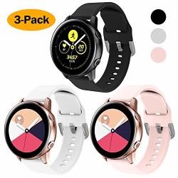 Nanw 3-PACK Compatible With Samsung Galaxy Watch Active Bands active 2 Bands Galaxy Watch 42MM Bands gear Sport Bands 20MM Soft Waterproof Silicone Sport Watch Strap