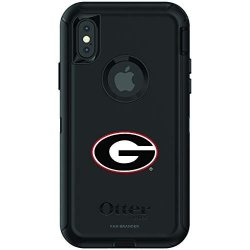 Fan Brander Ncaa Black Phone Case With School Logo Compatible With Apple Iphone Xr And With Otterbox Defender Series Georgia Bulldogs