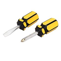 Uxcell A16101400UX0731 6MM Tip Plastic Handle Phillips Slotted Screwdrivers Hand Tool Yellow Black 2 In 1