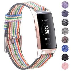 EZCO Compatible Fitbit Charge 3 Bands Woven Fabric Breathable Watch Strap Quick Release Replacement Wristband Accessories Man Woven Compatible Charge 3 Charge 3 Se Fitness Smart Watch
