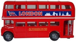 London Double Decker Bus Hard Top 4.75" Diecast Model Car Red