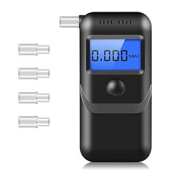 AT2700 Breathalyzer 2019 New Upgraded Portable Breath Alcohol Tester Lcd Screen With 5 Mouthpieces For Personal Use Black