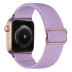 Nylon Solo Loop Strap With Buckle For Apple Watch 42 44MM-LIGHT Purple