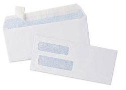 500 Double Window Envelopes Self Seal Closure - Security Tinted Envelopes For Computer Checks - Bright White Payroll Envelopes 3 5 8" X 8 11 16"