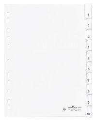 Durable 644102 Polypropylene Index File With Sealed Tabs And 10 Insert Labels For A4 Sheets - White