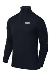 Tca Men's Cloud Fleece 1 4 Zip Thermal Running Top With Zip Pockets - Navy Blue S