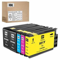 Iok Compatible Ink Cartridge Replacement For Hp 950 951 950XL 951XL Work With Officejet Pro 8610 8600 8620 8630 8100 8625 8615 8640 Printers - 2 Black 1 Cyan 1 Magenta 1 Yellow - 5 Pack