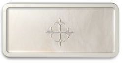 Purificator With White Embroidered Fleur De Lis Cross