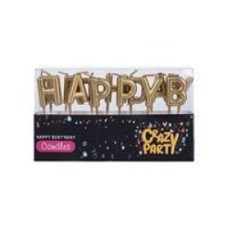 Birthday Candles - Party Accessories - Happy Birthday - Gold - 3 Pack