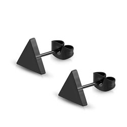Stainless Steel Black Triangle Stud Earrings Pair