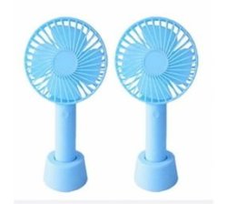 MINI Handheld Fan With Base - 800MAH USB Rechargeable Battery - 2PACK - Light Blue