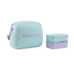 Polarbox Retro Cooler Box 6L Sky Blue Includes 2 Lunch Boxes