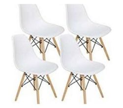 Wooden Leg Dining Chairs - Four Pack -white Colour