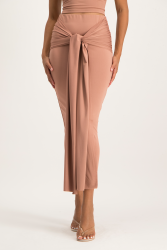 Savannah Wrap Tie Detail Skirt - Blush - S