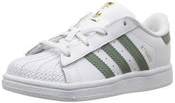 Adidas Originals Boys' Superstar I Sneaker White trace Green metallic Gold 5.5 Medium Us Toddler