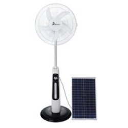 GMC Aircon Gmc - Rechargeable Pedestal Fan With Solar Panel - LED - USB - 16 Inch