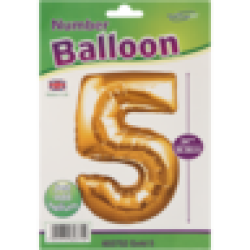 Gold Number 5 Foil Balloon 86CM