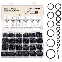 990PCS Nitrile Rubber O-ring Kit 70A Durometer Round Cross Section Synthetic Rubber Gasket Assortment 20 Sizes For Pressure Washer Plumbing Air & Gas Seals Heat & Oil Resistant