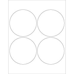 Circle Laser Labels stickers 4" Glossy White 400 Labels Per Case