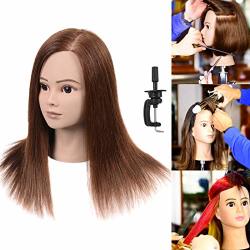 100% Human Hair Mannequin Head With Blonde Human Hair Mannequin For Hairdresser Professional Cosmetology Mannequin Head With Human Hair Manikin Head With Stand 403
