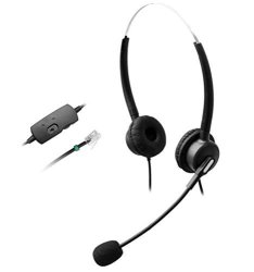 Wantek Wired Telephone Rj Headset With Flexible Noise Canceling MIC And Volume Mute Control For Aastra Shoretel Nortel Cisco E20 Polycom Digium Altigen Comdial