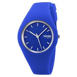 Skmei Fashion Silicone Quartz Ultra - Thin Simple And Exquisite Gift Watche 12 Styles Dark Blue