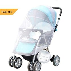 Mosquito Net 2 Packs V-fyee Mesh Bug Insect Netting For Baby Strollers Infant Carriers Car Seats Cradles White