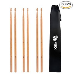 5A Drumsticks Aiex 3 Pair Drum Sticks Classic Maple Wood Drumsticks Wood Tip Drumstick For Students And Adults With Waterproof Bag