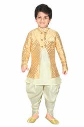 Ahhaaaa Kids Ethnic Wear Waistcoat Indo Western Sherwani And Dhoti Pant For BOYS_GOLD424-8 Gold