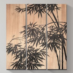 Black Bamboo 3-Piece Wood Carved Wall Decor
