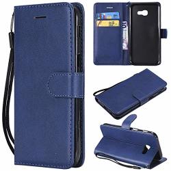 Designed For Samsung Galaxy A5 2017 A520 Case Luxury Electroplate Mirror View Flip Pu Leather Cover Blue