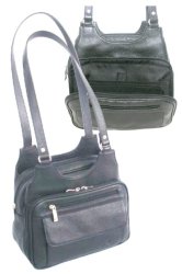 Gino De Vinci Ladies Leather Organiser Handbag Black - Black
