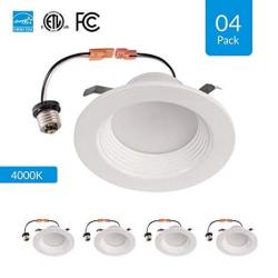 LEDMyplace 4-PACK 4-INCH Dimmable LED Downlights 10W Retrofit Replace 65W Cri 90+ 3000K Soft White 4 Baffle-trim Design Cetlus Energy Star & Fcc Approved