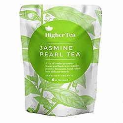 Premium Jasmine Dragon Pearls Pyramid Bags - Organic Green Loose Leaf Tea - Beautifully Hand-rolled Jasmine Leaves Infused With Blossom And Aroma From Higher Tea