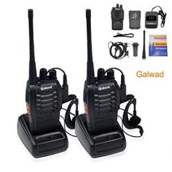 Walkie Talkie 16 Channels Long Range Two Way Radio 2PCS Radios Box Contain Two Of Every Item 2 Radios 2 Rechargeable Batteries 2 Lanyards 2 Clips 2 Antennas 2 Chargers 2 Headphones 2 Manuals