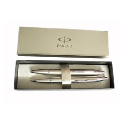 Parker Im Stainless Steel With Chrome Trim Ballpoint Pen & Pencil Set