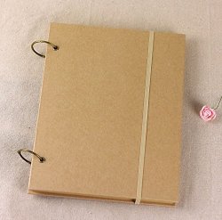 Brown Kraft Cover Ring Binding Sketchbook Journal Diary Note Book With Blank White Paper A4 80 Sheets