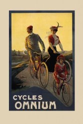 FinePosters Canvas Family Riding Bicycle Cycles Bike Omnium 20" X 30" Image Size . Vintage Poster On Canvas. Art Reproduction . We Have Other Sizes Available