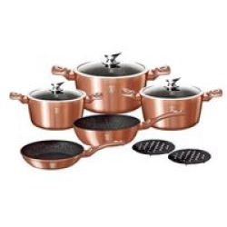 Berlinger Haus 10 Piece Marble Coating Cookware Set in Rose Gold