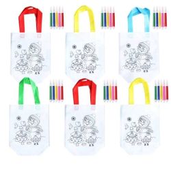 Six Sets Of Christmas Snowman Colour-in Bags