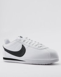 Nike Classic Cortez Leather Sneakers in White & Black