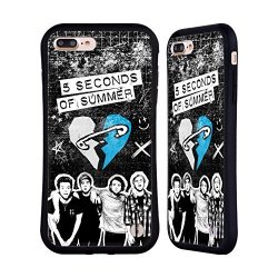 Official 5 Seconds Of Summer Grunge Blue Safety Pin Heart Hybrid Case Compatible For Iphone 7 Plus iphone 8 Plus