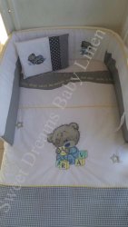 Embroidered Tatty Bear 7 Piece Baby Bedding Set