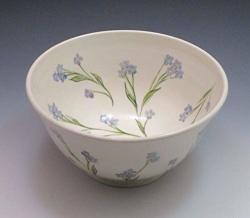 Porcelain Serving Bowl Hand Painted In Forget Me Not Design